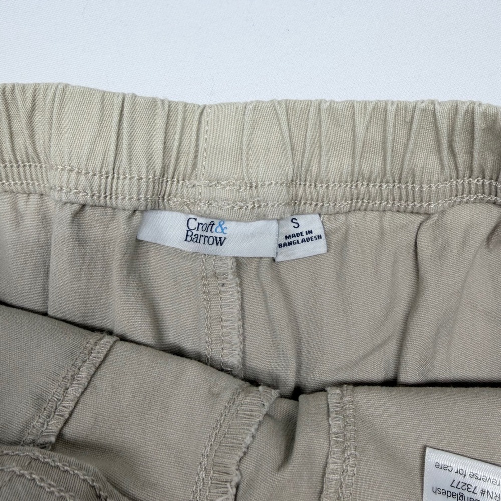 Croft & Barrow Womens Small Khaki Tan Elastic Waist Lattice Hem Capri Crop Pants - Picture 4 of 9